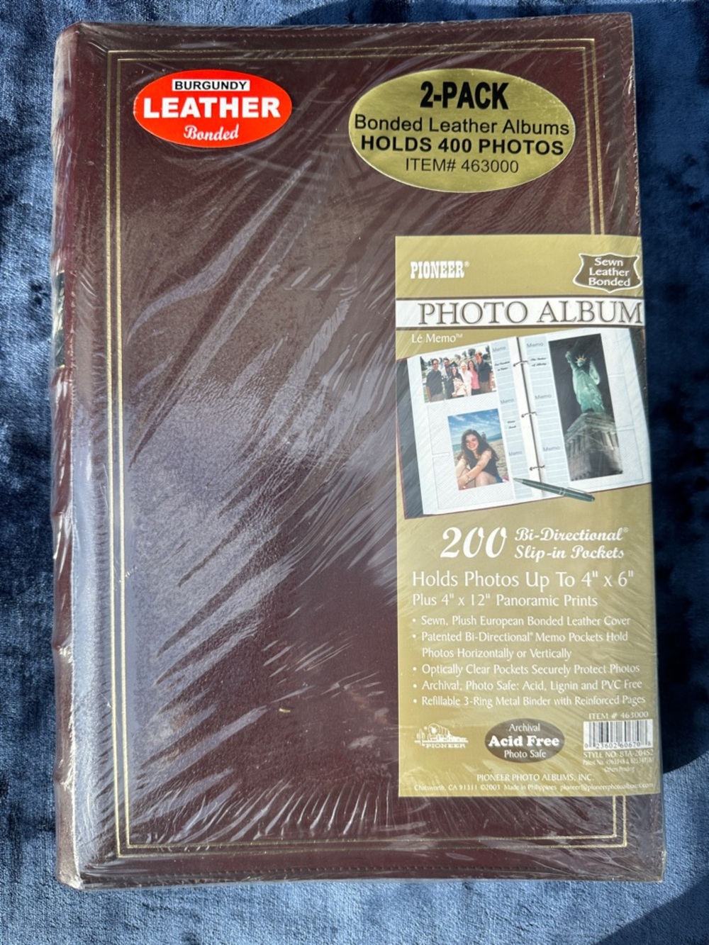 Brand New! Pioneer Photo Albums Set of 2 - 4x6 Bi-Directional - Burgundy Leather